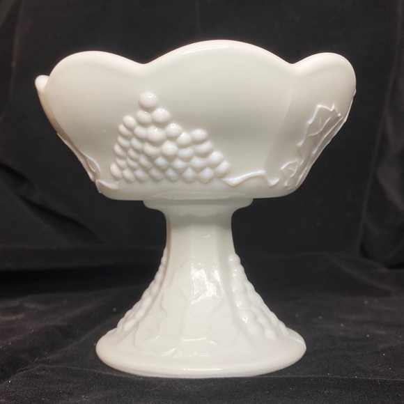 Vintage Pair of Indiana Milk Glass Grape Harvest